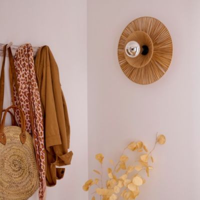 Applique murale ronde intérieur en raphia Bellflower Ø38cm E27 28W GoodHome