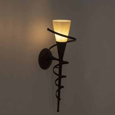 Applique murale rustique brun rouille avec verre crème - Castle