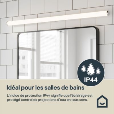 Applique murale Yucata LED intégrée 1000lm 10W IP44 Ø4,1cm blanc neutre GoodHome argent