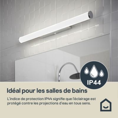 Applique murale Yucata LED intégrée 600lm 6.5W IP44 Ø4,1cm blanc neutre GoodHome argent