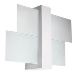 Applique rectangle en bois et verre blanc 43 x 30 cm