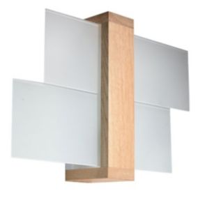 Applique rectangle en bois et verre Bois naturel 43 x 30 cm