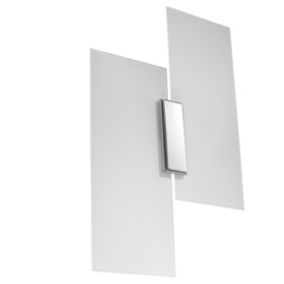 Applique rectangle en métal et verre chrome, blanc 27 x 37 cm
