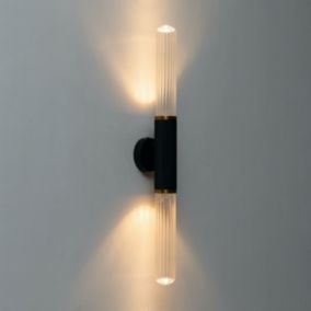 Applique tendance noire double éclairage LED en métal et verre  - Hita