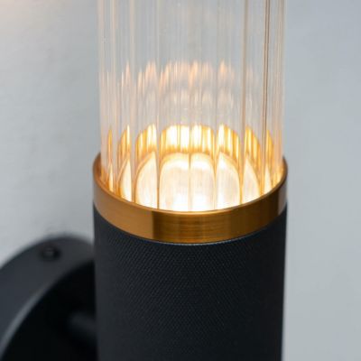 Applique tendance noire double éclairage LED en métal et verre  - Hita