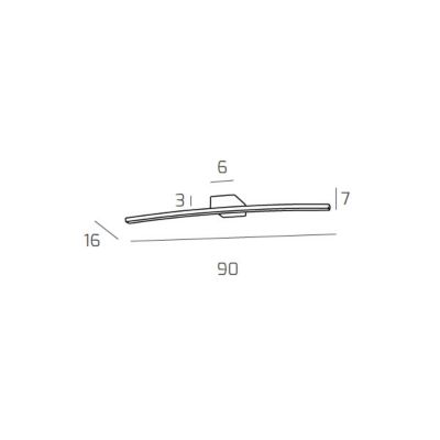 Applique Toplight Curved Avec Led Intégrée, Structure En Métal Chromé, Design Moderne 90X7X16Cm 15W