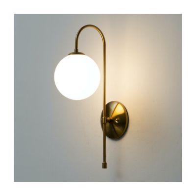 Applique vintage métal doré et verre blanc - Oriol