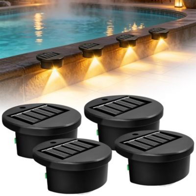 Appliques murales solaires, lampes de marche, piscine,appliques d'escalier, lampes de clôture LED étanches,lumière chaude (4pcs)