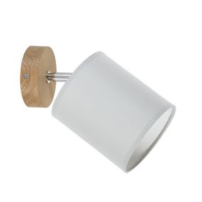 Aprillia Applique 1xE27 Max.25W Chêne huilé/Abat-jour en Tissu Gris