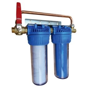 Aquawater - Filtre double avec cartouches de filtration anticalcaire anticorrosion 24 mois