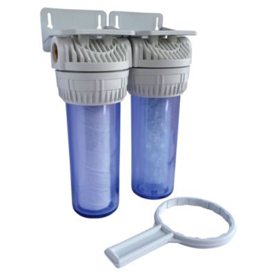 Aquawater - Filtre double avec cartouches de filtration et anticalcaire - 6 mois