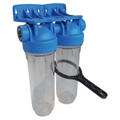 Aquawater - Station filtre double nu - Taille standard 10  - avec clé de déserrage