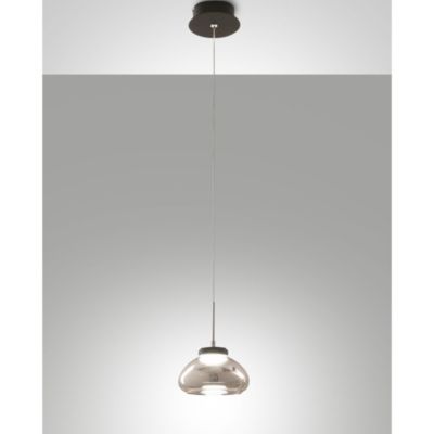 Arabella - Suspension Simple De Fabas Luce - Led 8W - Plafonnier Diamètre 14Cm Fumé