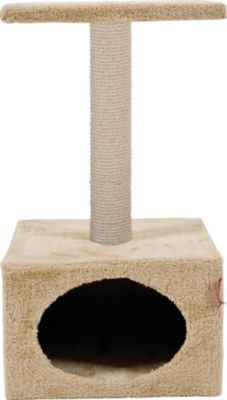 Arbre à chat Solo 1 niche + poteau + 1 plateau, coloris beige