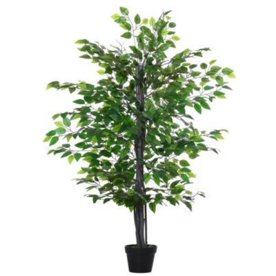 Arbre artificiel plante artificiel banyan hauteur 1,45 m tronc branches liane lichen feuilles grand réalisme pot inclus