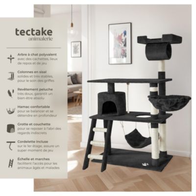 Arbre à chat 141 cm avec griffoir et plateforme d'escalade noir