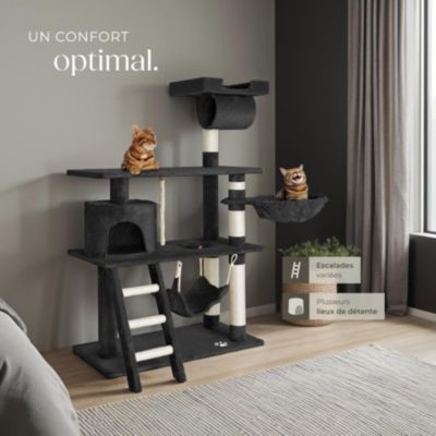 Arbre à chat 141 cm avec griffoir et plateforme d'escalade noir