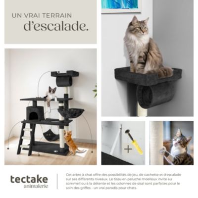 Arbre à chat 141 cm avec griffoir et plateforme d'escalade noir