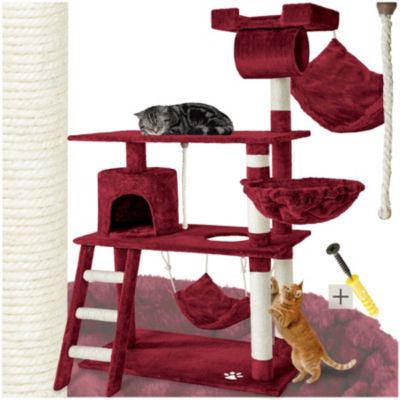 Arbre à chat 141 cm avec griffoir et plateforme d'escalade rouge bordeaux