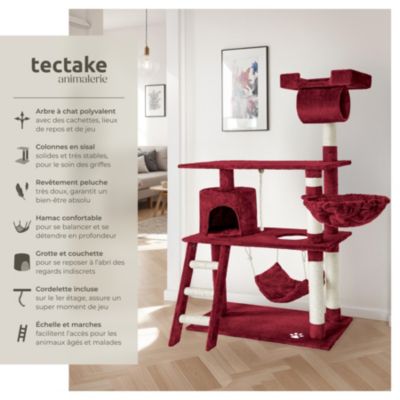 Arbre à chat 141 cm avec griffoir et plateforme d'escalade rouge bordeaux