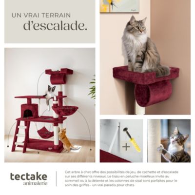 Arbre à chat 141 cm avec griffoir et plateforme d'escalade rouge bordeaux