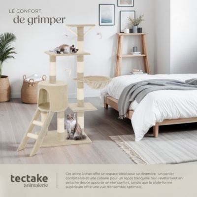 Arbre à chat 144 cm avec griffoir et plateforme d'escalade corde en sisal