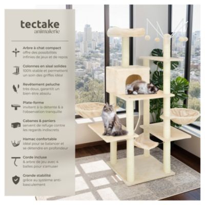 Arbre à chat 165 cm avec griffoir et plateforme d'escalade Corde en sisal