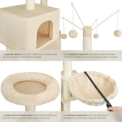 Arbre à chat 165 cm avec griffoir et plateforme d'escalade Corde en sisal