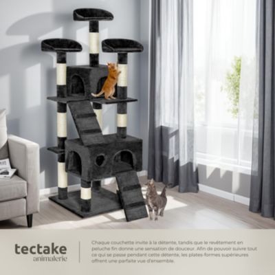 Arbre à chat 170 cm avec griffoir et plateforme d'escalade noir