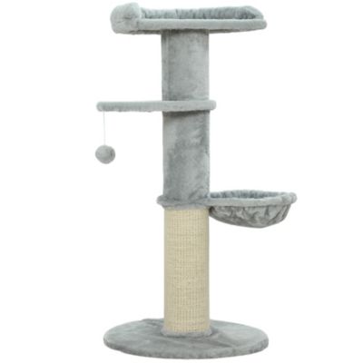 Arbre à chat design gris clair H.103cm - griffoir, hamac, jeu boule, plateformes