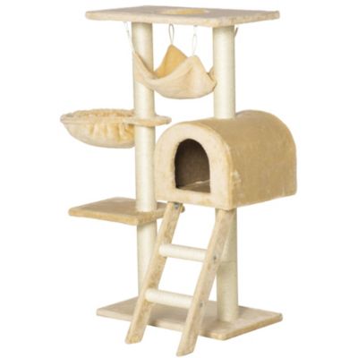 Arbre à chat griffoir arbre à grimper tour de jeu stable à plusieurs niveaux centre d'activités hauteur 98 cm beige