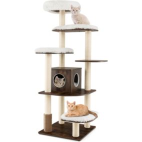 Arbre à Chat XXL 175 CM en Bois 6 Niveaux Coussins Confortables Poteaux en Sisal Conception Anti-Bascule