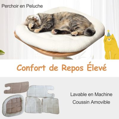 Arbre à Chat XXL 175 CM en Bois, avec Plateformes, Coussins Confortables, Poteaux en Sisal, Conception Anti-Bascule, Naturel