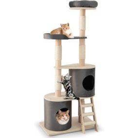 Arbre à Chats 161 CM 5 Niveaux avec Colonnes à Gratter en Sisal Perchoir Supérieur et 2 Condos Confortables