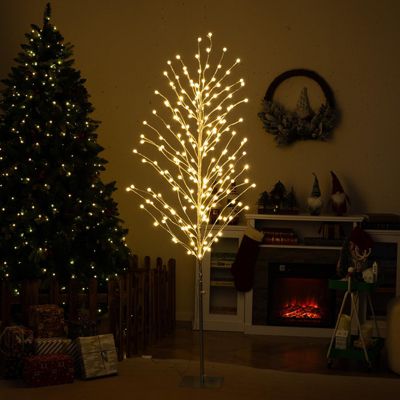 Arbre de Noël Artificiel Lumineux LED 180 cm, Bouleau avec 168 lumières LED Blanc Chaud, Decoration Noel Exterieur Interieur