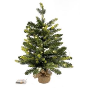 Arbre de Noël artificiel vert Petit 60 cm base Yuta avec 50 lumières LED