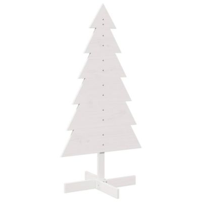 Arbre de Noël en bois pour décoration blanc 120 cm pin massif vidaXL
