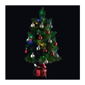 Arbre de Noël lumineux Sapin artificiel avec décoration et guirlande lumineuse H 50 cm