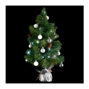 Arbre de Noël lumineux Sapin artificiel avec décoration et guirlande lumineuse H 50 cm