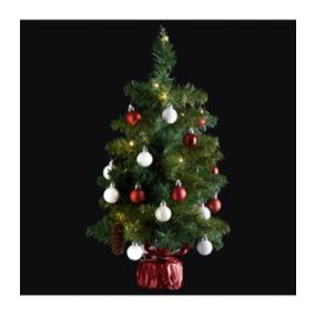 Arbre de Noël lumineux Sapin artificiel avec décoration et guirlande lumineuse H 50 cm