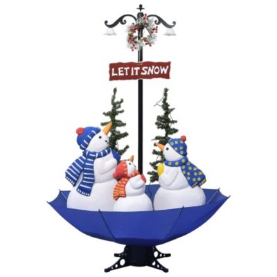 Arbre de Noël neigeux avec base de parapluie Bleu 170 cm PVC vidaXL
