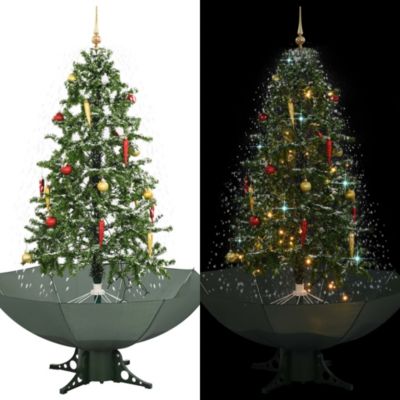 Arbre de Noël neigeux avec base de parapluie Vert 170 cm vidaXL
