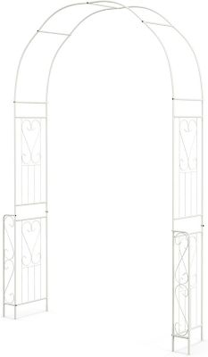 Arche de Jardin Fer Forgé Blanc Arche Rosier pour Plantes Grimpantes Treillis d'Arche