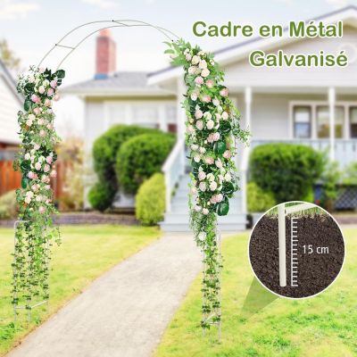 Arche de Jardin Fer Forgé Blanc Arche Rosier pour Plantes Grimpantes Treillis d'Arche