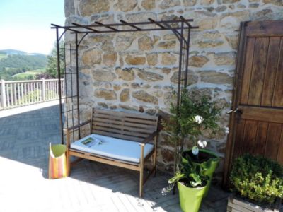 Arche de jardin pergola en fer vieilli tubes carrés grand modèle + 4 supports poteaux à enfoncer