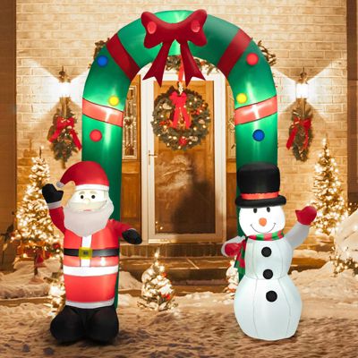Arche Noël Gonflable 245 CM avec Père Noël et Bonhomme de Neige Lumineus,Intérieur et Extérieur