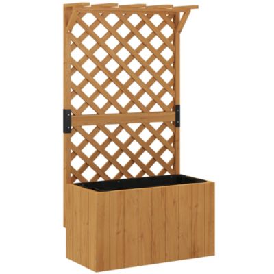 ardinière avec treillis haut en bois verni 64 x 33 x 122 cm