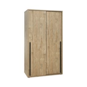 Armoire 120cm pour chambre à coucher avec 2 portes coulissantes collection MEGEVE coloris chêne doré.