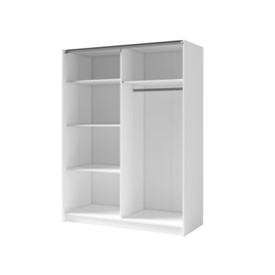 Armoire 150 cm avec 2 portes coulissantes, coloris blanc et chene  Collection STRANO