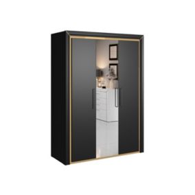 Armoire 150cm collection DOHA. Couleur noir mat et doré.